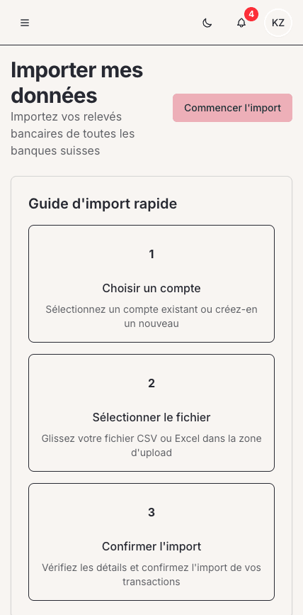 Un import en quelques clics